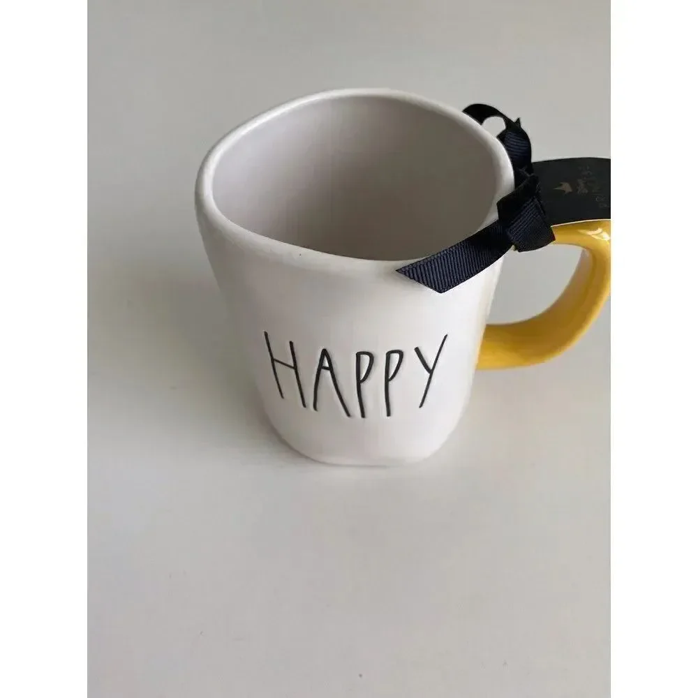 Rae Dunn Disney Princess HAPPY Mug‎ Snow White & The 7 Dwarfs Double Sided NEW